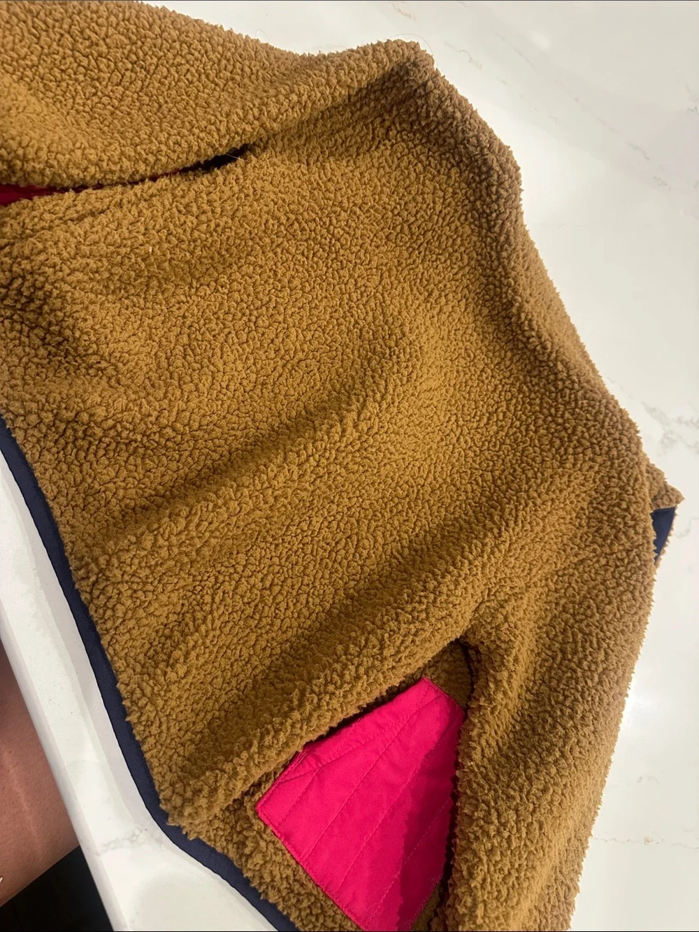 Old Navy Fall Brown Sherpa Zip up with magenta pockets size 4T